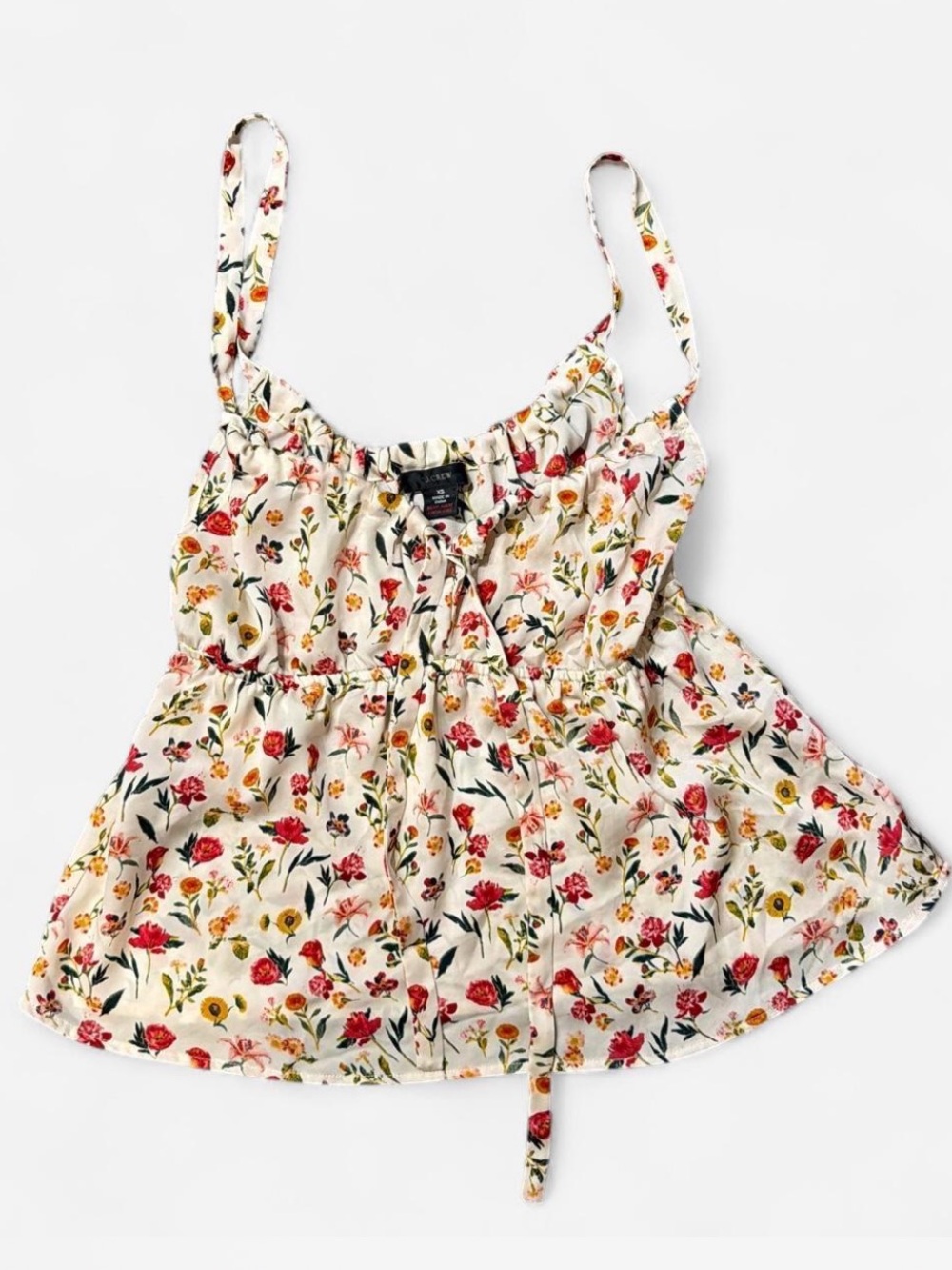 J Crew White Floral Tank Top XS